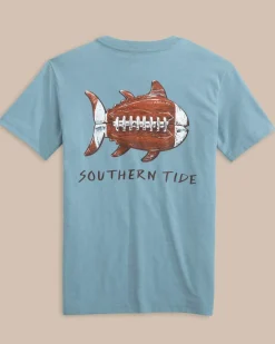 Best Sale Southern Tide Kids Sketched Football Heather T-Shirt