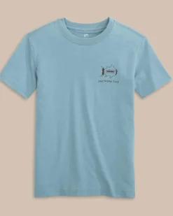 Best Sale Southern Tide Kids Sketched Football Heather T-Shirt
