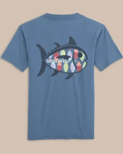 New Southern Tide Kids Skipjack Lure Fill Short Sleeve T-Shirt Coronet Blue