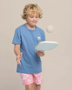 New Southern Tide Kids Skipjack Lure Fill Short Sleeve T-Shirt Coronet Blue