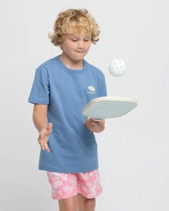 New Southern Tide Kids Skipjack Lure Fill Short Sleeve T-Shirt Coronet Blue