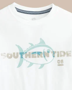 New Southern Tide Kids St Overlay Performance Short Sleeve T-Shirt Classic White