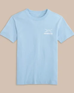 Clearance Southern Tide Kids Surf Style Short Sleeve T-Shirt Clearwater Blue