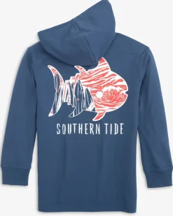 Outlet Southern Tide Kids Surfing Skipjack Hoodie T-Shirt Aged Denim