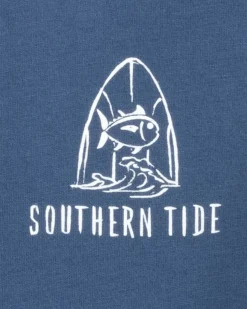 Outlet Southern Tide Kids Surfing Skipjack Hoodie T-Shirt Aged Denim