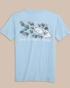 Cheap Southern Tide Kids Yachts Of Turtles Short Sleeve T-Shirt Clearwater Blue