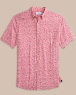 Best Sale Southern Tide Linen Rayon Ditzy Floral Short Sleeve Sport Shirt