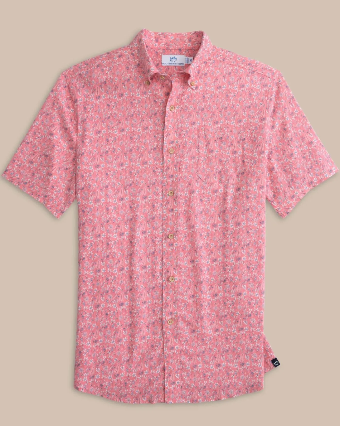 Best Sale Southern Tide Linen Rayon Ditzy Floral Short Sleeve Sport Shirt