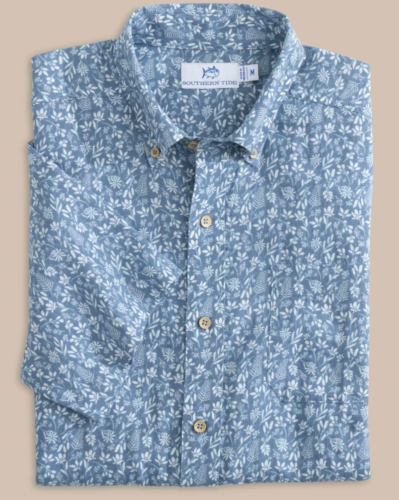 Best Sale Southern Tide Linen Rayon Ditzy Floral Short Sleeve Sport Shirt