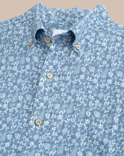 Best Sale Southern Tide Linen Rayon Ditzy Floral Short Sleeve Sport Shirt