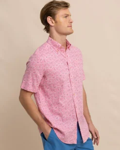 Best Sale Southern Tide Linen Rayon Ditzy Floral Short Sleeve Sport Shirt