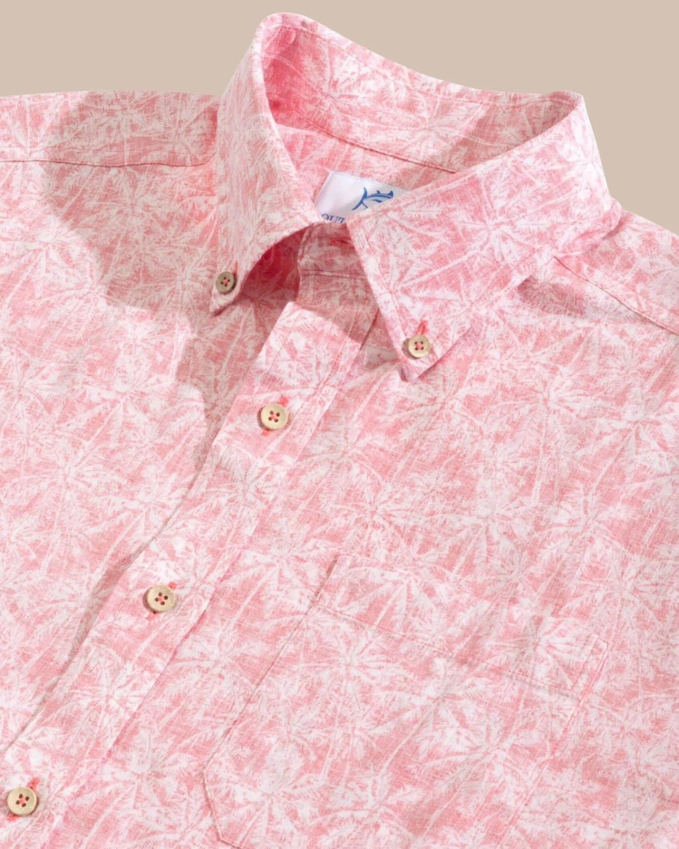 Cheap Southern Tide Linen Rayon Keep Palm And Carry On Print Sport Shirt