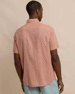 Flash Sale Southern Tide Linen Rayon Vacation Views Short Sleeve Sport Shirt Desert Flower Coral