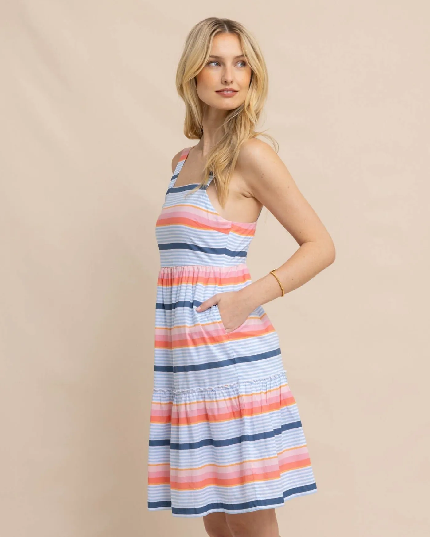 Best Sale Southern Tide Linsey Set Sail Stripe Dress Conch Shell