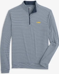 Shop Southern Tide Lsu Tigers Cruiser Micro-Stripe Heather Quarter Zip