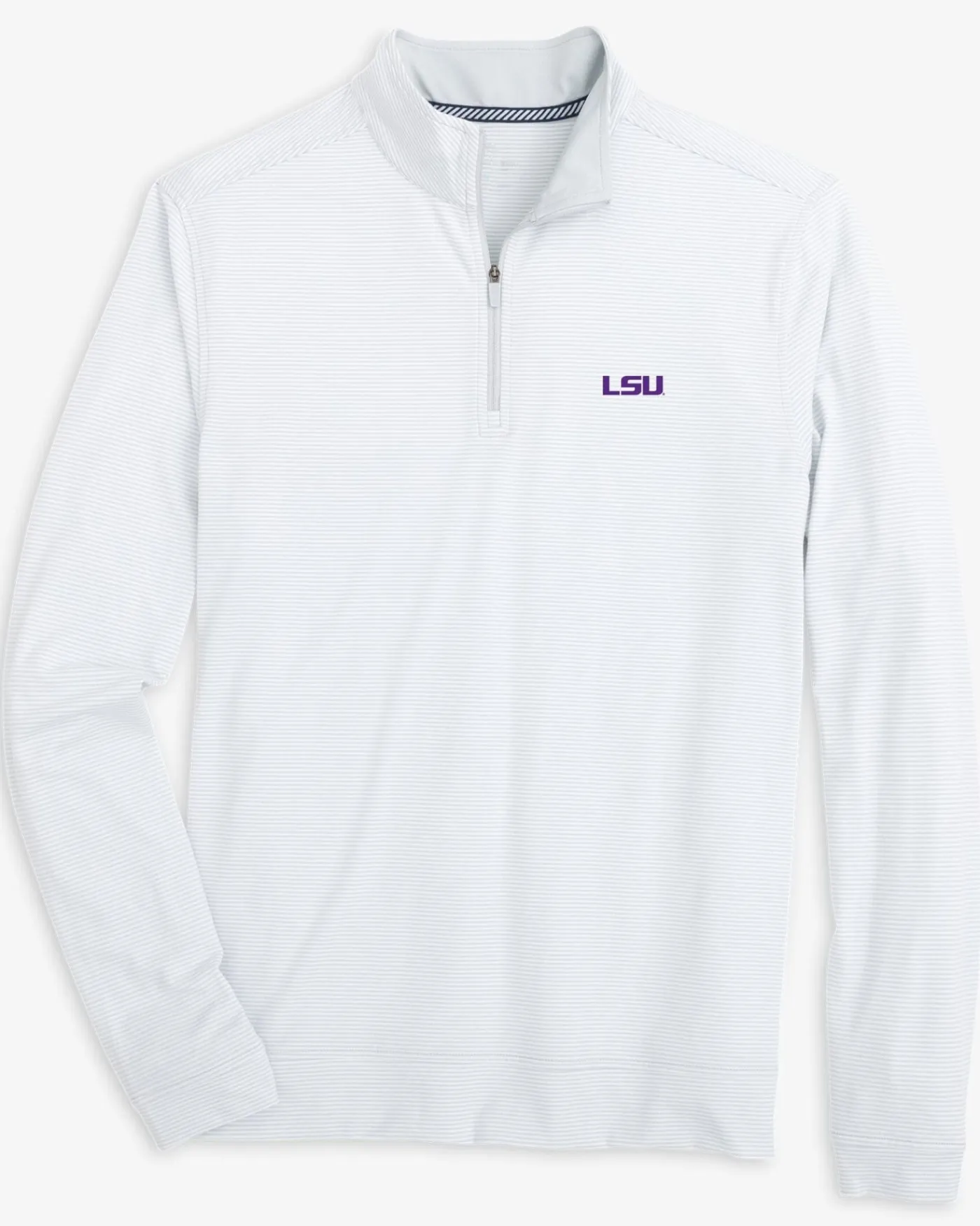 Shop Southern Tide Lsu Tigers Cruiser Micro-Stripe Heather Quarter Zip
