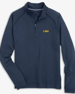 Fashion Southern Tide Lsu Tigers Scuttle Heather Quarter Zip Heather True Navy
