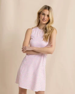 Clearance Southern Tide Lyllee Striped Performance Dress Classic White