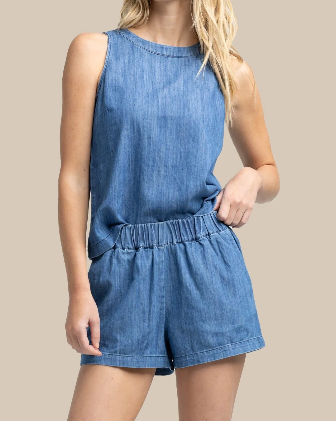 Cheap Southern Tide Mary Ellen Denim Short Medium Wash Indigo