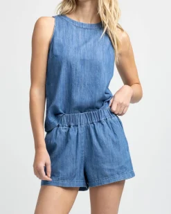 Best Sale Southern Tide Mary Ellen Denim Short Medium Wash Indigo