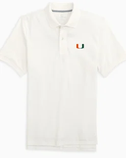 Store Southern Tide Miami Hurricanes Skipjack Polo Shirt Classic White