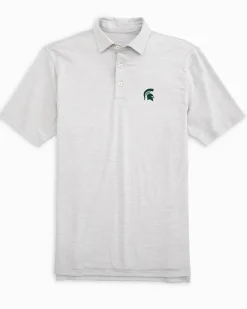 Clearance Southern Tide Michigan Spartans Driver Spacedye Polo Shirt Slate Grey