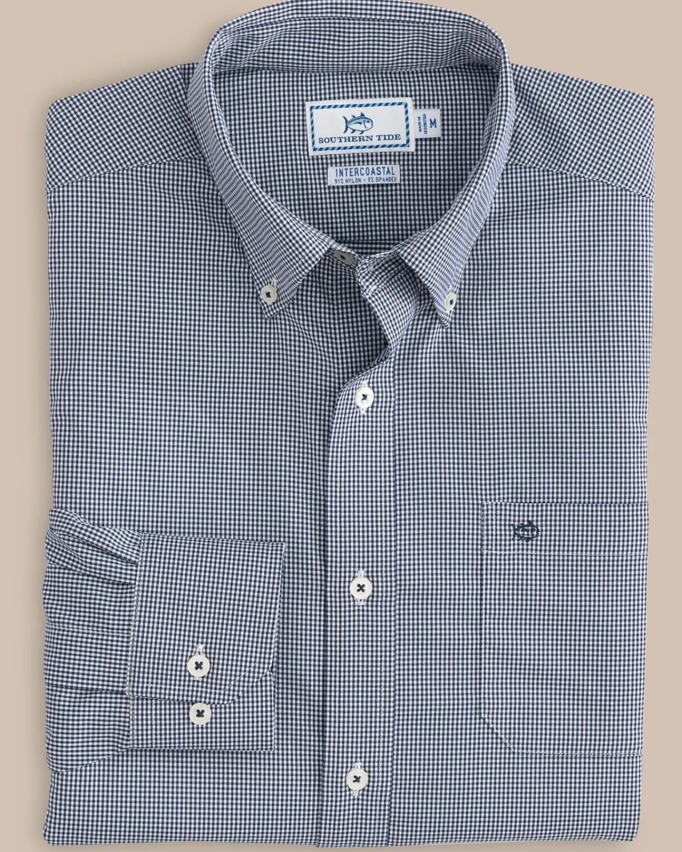 Cheap Southern Tide Micro Gingham Intercoastal Performance Sport Shirt True Navy