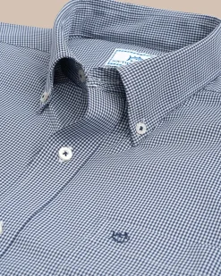 Cheap Southern Tide Micro Gingham Intercoastal Performance Sport Shirt True Navy