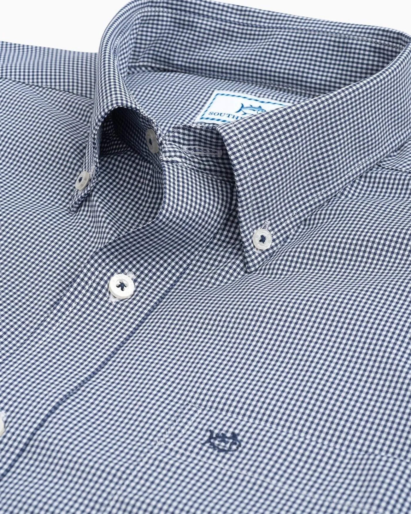 Cheap Southern Tide Micro Gingham Intercoastal Performance Sport Shirt True Navy