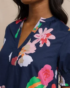 Store Southern Tide Mina Garden Splendor Tiered Dress Dress Blue