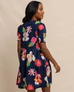 Store Southern Tide Mina Garden Splendor Tiered Dress Dress Blue