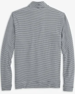 Clearance Southern Tide Mississippi State Bulldogs Cruiser Micro-Stripe Heather Quarter Zip Heather Black