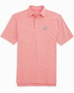 Sale Southern Tide Nc State Driver Spacedye Polo Shirt Varsity Red