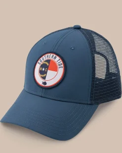 Online Southern Tide North Carolina Patch Performance Trucker Hat Seven Seas Blue