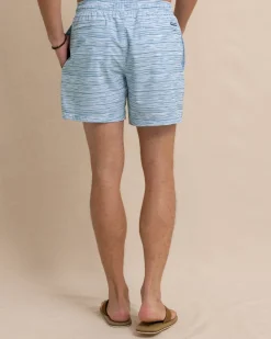 Best Sale Southern Tide Ocean Water Stripe Swim Trunk Subdued Blue