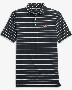Flash Sale Southern Tide Ohio State Buckeyes Brrr°®-Eeze Desmond Stripe Polo Black