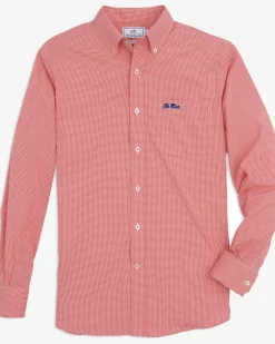Best Sale Southern Tide Ole Miss Rebels Gingham Button Down Shirt Varsity Red
