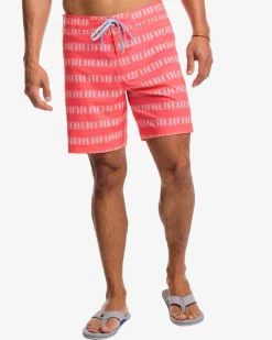 Outlet Southern Tide Paddlin' Out Printed Swim Short Sunkist Coral
