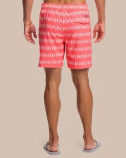 Outlet Southern Tide Paddlin' Out Printed Swim Short Sunkist Coral