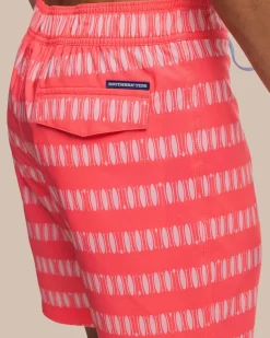 Outlet Southern Tide Paddlin' Out Printed Swim Short Sunkist Coral