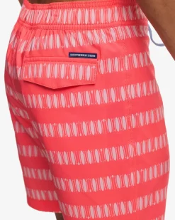 Outlet Southern Tide Paddlin' Out Printed Swim Short Sunkist Coral