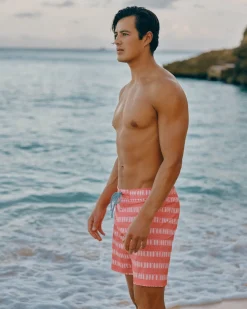 Outlet Southern Tide Paddlin' Out Printed Swim Short Sunkist Coral