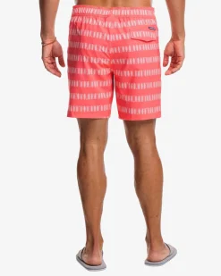 Outlet Southern Tide Paddlin' Out Printed Swim Short Sunkist Coral
