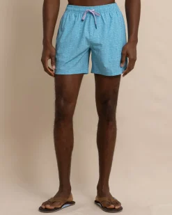 Clearance Southern Tide Painted Check Swim Trunk Wake Blue