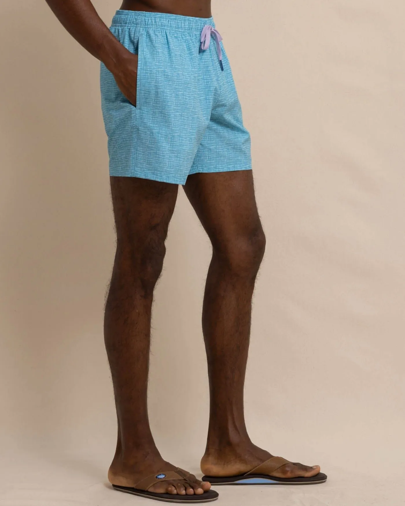 Clearance Southern Tide Painted Check Swim Trunk Wake Blue