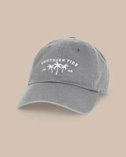 Flash Sale Southern Tide Palm Trio Leather Strap Hat Grey