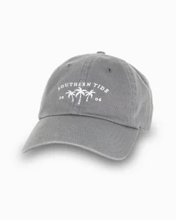 Flash Sale Southern Tide Palm Trio Leather Strap Hat Grey