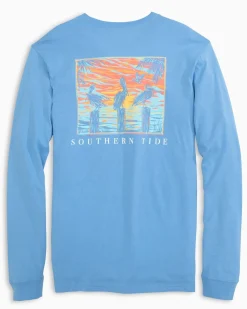Cheap Southern Tide Pelican Sunset Long Sleeve T-Shirt Ocean Channel