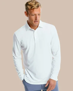 Sale Southern Tide Ryder Long Sleeve Performance Polo Shirt Classic White