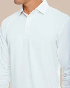 Sale Southern Tide Ryder Long Sleeve Performance Polo Shirt Classic White